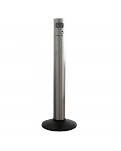 Posacenere da esterno in alluminio verniciato con predisposizione per fissaggio al suolo. Dimensione: Ø35xØ11,7xH105cm. Testa e griglia spegni sigarette removibili, apertura e chiusura con serratura. Raccoglitore estraibile in banda stagnata 3L. Copertura