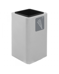 Realizzato totalmente in acciaio verniciato. Contenitore interno in tecnopolimero per raccolta acqua. Pittogramma magnetico incluso simbolo "ombrello" con sfondo grigio, facile da apporre sul lato frontale del contenitore e da rimuovere per consentire un'
