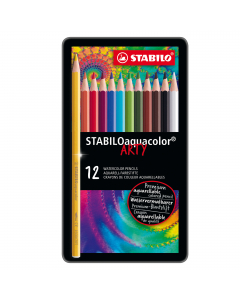 Pastello acquerellabile di alta qualità con colori intensi. Spessore del tratto 2,8mm. Ogni pastello ha il marchio CE. Elegante astuccio in metallo.
