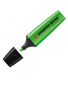 Classica forma appiattita antirotolamento. Inchiostro fluido a base d'acqua. Tecnologia  Anti-Dry-Out: resiste 4 ore senza cappuccio. Punta scalpello con tratto da 2 a 5mm.
Colore: verde.