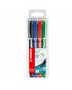 Astuccio 4 colori assortiti. Fineliner con punta rientrante in metallo di alta qualità.Scrittura rilassata, la punta non si piega e non si rompe. Ampiezza tratto 0,3 mm.