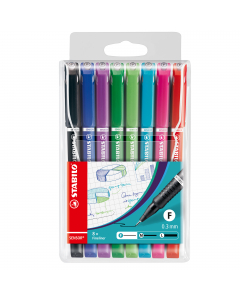 Astuccio 8 colori assortiti.
Fineliner con punta rientrante in metallo di alta qualità. Scrittura rilassata- la punta non si piega e non si rompe. Ampiezza tratto 0,3mm.