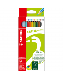 Pastello composto al 100% da legno certificato FSC. Fusto esagonale verniciato opaco nei colori dei pastelli con fusto in vernice atossica (certificato CE). Mina resistente di alta qualità con diam. 2,5 mm facile da temperare. Astuccio in cartone riciclat