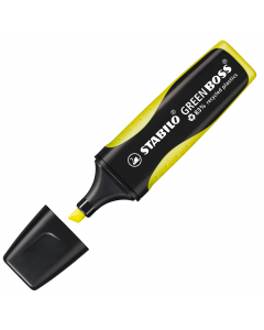 Prodotto con l' 83% di plastica riciclata. Evidenzia per circa 375mt. Inchiostro a base acquosa. Tecnologia Anti-Dry-Out. Due ampiezze di tratto 2-5mm. 
Colore: giallo.