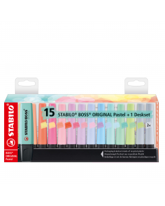 Evidenziatore stabilo boss pastel. Nuovi colori pastello per completare una gamma di successo. Per chi ama evidenziare con colori più delicati e alla moda. Doppia ampiezza di tratto 2+5mm. Tecnologia Stabilo Anti-Dry-Out: resiste fino a 4 ore senza cappuc
