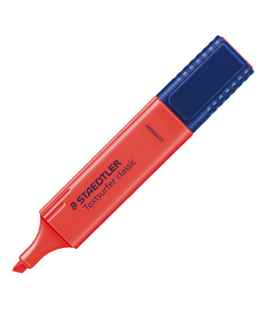 Evidenziatore TEXTSURFER CLASSIC. Inchiostro pigmentato lunga durata. Sistema INKJET SAFE. Asciugatura rapida. Cappuccio girevole per facile apertura dotato di clip. Ideale per carta, fax e copy. Punta scalpello. Colore rosso.