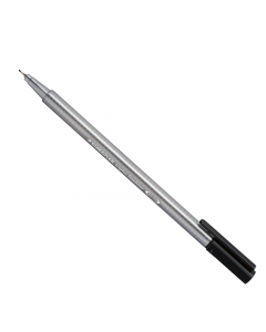 Fineliner con punta superfine tratto 0.3mm in metallo, fusto ergonomico triangolare in polipropilene, a garanzia di lunga durata. Inchiostro a base d'acqua e lavabile. Sistema Dry-safe: può rimanere per giorni senza cappuccio e non seccare.
Colore: nero.