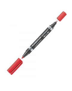 LUMOCOLOR PERMANENT DUO 348. Pennarello con doppia punta in fibra: da 0,6mm e da 1,5mm. Inchiostro a base d’alcool senza xylolo e toluolo. Airplane-safe. Brevettato DrySafe (non secca se lasciato per alcune ore senza cappuccio). Ricaricabile con riattivat