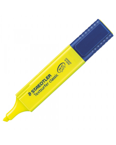 Evidenziatore TEXTSURFER CLASSIC. Inchiostro pigmentato lunga durata. Sistema INKJET SAFE. Asciugatura rapida. Cappuccio girevole per facile apertura dotato di clip. Ideale per carta, fax e copy. Punta scalpello. Colore: giallo.