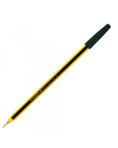 Le penne a sfera Noris Stick di Staedtler, sono penne con cappuccio ed estremità del colore dell’inchiostro. L'inconfondibile lungo puntale in ottone e il fusto esagonale giallo e nero permettono di scrivere in modo scorrevole, preciso e comodo. Inchiostr