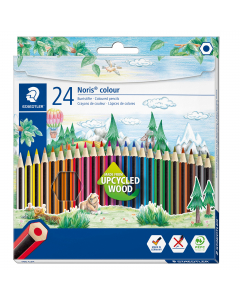Matita colorata colori brillanti, superficie anti scivolo, morbida e vellutata. Maggiore resistenza alla rottura, design attraente a strisce. Legno certificato PEFC proveniente da foreste a gestione sostenibili.