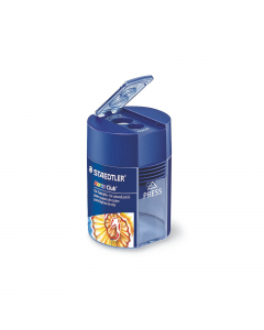 Temperamatite NORIS a 2 fori ideale per matite colorate fino a 10,2mm di diametro. Meccanismo interno in metallo con lama in acciaio. Contenitore con chiusura trasparente anticaduta trucioli.