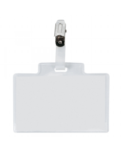 Porta nomi in PVC trasparente, alto spessore, completi di pinzette "a pinza" e senza cardoncini. Apertura lato corto (laterale). Adatti a congressi, riunioni, visite guidate. Formato contenuto 95x60mm.
