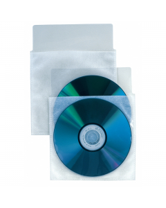 Buste porta CD-DVD in PP liscio con divisorio in tessuto TNT antigraffio e patella di chiusura per evitare la fuoriuscita accidentale di un CD-DVD. Queste buste sono adatte a contenere 2 CD-DVD. Formato 12,5x12cm. Confezione da 25 buste.