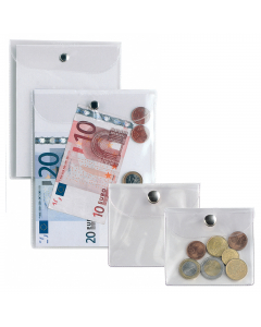 Buste in PVC trasparente, alto spessore, con patella e bottone di chiusura in metallo. Ideali per istruzioni, documenti, campioni, certificati di garanzia, monete, disegni, agende. Formato contenuto: 220x300mm.