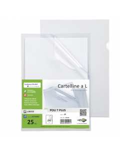 Cartelline in PP liscio trasparente, altissimo spessore, con apertura a L e una lunetta laterale per un efficace inserimento o estrazione dei fogli. Ideale per archiviare fotocopie, fax, documenti.