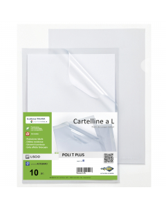 Cartelline in PP liscio trasparente, altissimo spessore, con apertura a L e una lunetta laterale per un efficace inserimento o estrazione dei fogli. Ideale per archiviare fotocopie, fax, documenti.