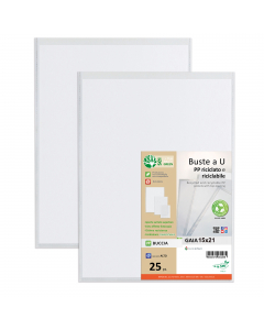 Buste in PP buccia, riciclato e riciclabile, aperte sul lato superiore.
Alto spessore. Confezione compostabile al 100%.
Ideali per archiviare qualsiasi tipo di documento (fotocopie, istruzioni, disegni, cartine) con un particolare pensiero alla sostenibil