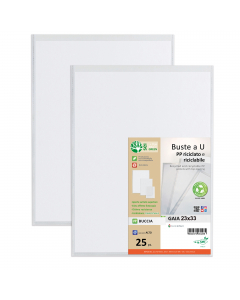Buste in PP buccia, riciclato e riciclabile, aperte sul lato superiore.
Alto spessore. Confezione compostabile al 100%.
Ideali per archiviare qualsiasi tipo di documento (fotocopie, istruzioni, disegni, cartine) con un particolare pensiero alla sostenibil