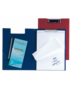 Porta blocco SUPERBLOK D. Doppia copertina in Colpan® (cartone rivestito in PVC), con molla in acciaio e tasca interna. Formato interno 21x29,7cm. Colore: rosso.