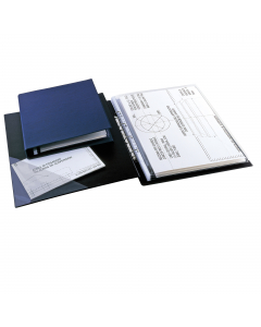 Raccoglitore in Colpan 2000® (cartone rivestito in PVC espanso), spessore 1 mm, con meccanismo a 4 anelli (a D) e tasca interna trasparente. Adatto a contenere documenti, disegni, poster, cartine geografiche, cartelli pubblicitari, stampe. Destinato a dur
