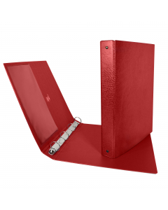 Raccoglitore in Colpan® (cartone rivestito in PVC) con meccanismo a 4 anelli tondi e tasca interna trasparente. Utili in ufficio, a scuola e a casa. Formato esterno: 265x310 mm. Formato contenuto: 220x300 mm (A4). Dorso: 30 mm. Diametro anelli: 25 mm. Col