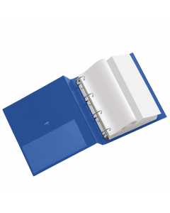 Raccoglitore in Colpan® (cartone rivestito in PVC) con meccanismo a 4 anelli (a D) e tasca interna trasparente. Utili in ufficio, a scuola e a casa. Formato esterno: 280x310 mm. Formato contenuto: 220x300 mm (A4). Dorso: 55 mm. Diametro anelli: 40 mm. Col