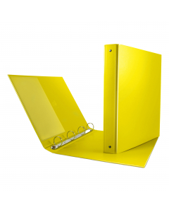Raccoglitori in Stratopan®-P (cartone interamente rivestito in PP) con meccanismo a 4 anelli tondi da 30mm e tasca interna. Formato esterno: 275x320mm. Formato contenuto: 220x300mm(A4). Dorso 35mm.