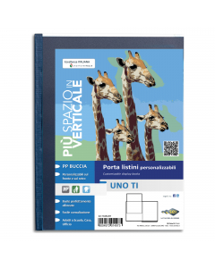 Portalistini personalizzabile da 12 buste in PP buccia, con copertina e retro personalizzabili. Il perfetto allineamento delle buste e la particolare saldatura facilitano la consultazione. Ideali per archiviare disegni, fotografie, stampe, posters, proget