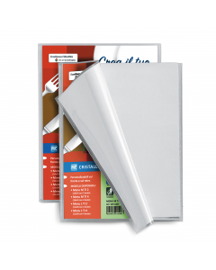 Portamenu con copertina trasparente personalizzabile e 2 buste applicate sul dorso.