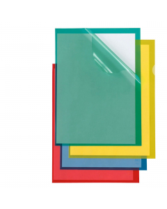 Cartelline in PP trasparente blu, alto spessore, con apertura a L e lunetta laterale per facilitare l'inserimento o l'estrazione. Ideali per archiviare fax, fotocopie e documenti di facile consultazione. Formato interno 210x297mm. Formato esterno 232x322m