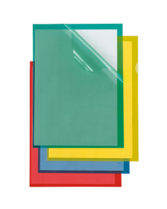 Cartelline in PP trasparente rosso, alto spessore, con apertura a L e lunetta laterale per facilitare l'inserimento o l'estrazione. Ideali per archiviare fax, fotocopie e documenti di facile consultazione. Formato interno 210x297mm. Formato esterno 232x32