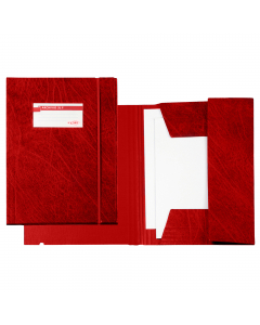 Cartellette in Colpan® (cartone rivestito in PVC) chiusura a tre lembi con elastico. Dotate di porta cartellino con etichetta intercambiabile. I dettagli in tinta evidenziano eleganza e raffinatezza. Possono contenere qualsiasi tipo di documento fino ad u