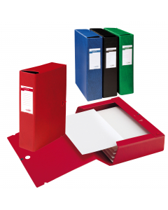 Cartelle in Colpan® (cartone rivestito in PVC) chiusura a tre lembi con bottoni automatici. Dotate di porta cartellino con etichetta intercambiabile. I dettagli in tinta evidenziano eleganza e raffinatezza. Ideali per archiviare progetti, disegni, documen