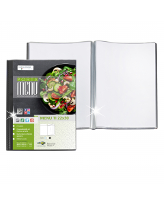 Porta menu in PP liscio, altissimo spessore con due copertine personalizzabili. Disponibili a 2-4-6 buste e in tre colori: trasparente, bianco, nero. Ideali per ristoranti, pizzerie, hotels, pubs. Colore nero.