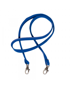 Cordoncini in raso colorato da 10 mm. Dotati di due moschettoni in metallo. Lunghezza totale dei cordoncini 85 cm.