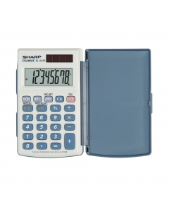 Ampio display 8 cifre. Funzioni: percentuale, memoria. Tasto Ç. Arrotondamento fluttuante, a 2 o a 0 decimali. F.to 6,4x10,5x1,1cm. Doppia alimentazione: solare e a batterie. Custodia rigida.