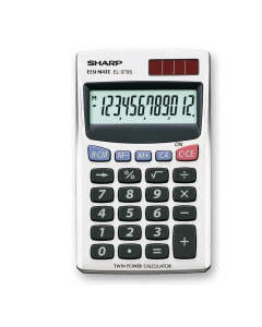 Ampio display 12 cifre. Funzioni: percentuale, memoria. F.to 7x11,7x0,8cm. Doppia alimentazione: solare e a batterie.