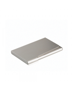 Porta biglietti da visita tascabile in alluminio formato 90x55mm. Disponibile nella versione con separazione biglietti in entrate/uscita. Può contenere 20 biglietti.