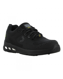 Scarpa di sicurezza ESD antiscivolo con plantare in schiuma rimovibile che garantisce un comfort duraturo. Suola antiperforazione grazie alle lamine in acciaio inossidabile. Puntale in acciaio e soletta interna rimovibile. EN ISO 20345:2022.