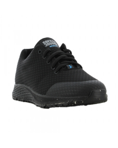 Scarpa antistatica (ESD) con suola antiscivolo testata per scivolamento SRA e SRB e su superfici in acciaio e in ceramica. Plantare antistatico confortevole e rimovibile che offre vestibilità, orientamento e assorbimentoottimale degli urti nel tallone e n