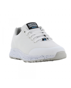 Scarpa antistatica (ESD) con suola antiscivolo testata per scivolamento SRA e SRB e su superfici in acciaio e in ceramica. Plantare antistatico confortevole e rimovibile che offre vestibilità, orientamento e assorbimentoottimale degli urti nel tallone e n