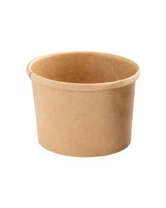Bowl monouso tonda avana per zuppe in cartoncino riciclabile. 
Grazie al suo design, la ciotola non si unge e non perde liquidi, la capienza della ciotola è di 360 ml.  
Riscaldabile in forno fino a max 180°C per 10 min e in microonde a max 800W per 4 min