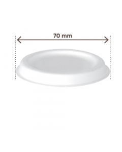 Coperchio in fibra di canna da zucchero per coppette porta salse da 60ml cod. 100121. 
Riscaldabile in forno fino a max 180°C per 10 min e in microonde a max 800W per 4 min. 
Utilizzabile in freezer. Idoneo contatto alimenti secondo il regolamento CE n° 1