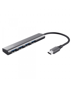 Il raffinato hub USB in alluminio aggiunge al computer 4 porte USB-A in più con una velocità di 5 Gbps con una porta USB-C