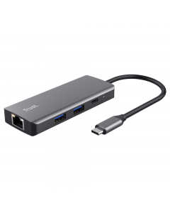 Adattatore multiporta in alluminio, per aggiungere porte HDMI, di rete, 2 USB-C e 2 USB al laptop
