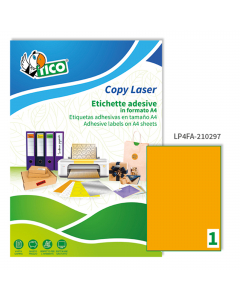 Ideali per segnalazioni che devono essere facilmente notate e per promuovere offerte speciali. Il formato A4 ha un pre-taglio sul supporto retrostante per facilitare il distacco dell’etichetta. Adatta per stampanti: Laser, Inkjet e fotocopiatrici; Grammat