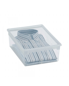 Contenitori multiuso in plastica trasparente con coperchio. Ideali riporre oggetti, documenti cartelle e ogni altra cosa debba essere riordinata. Dotati impugnature laterali per il trasporto. Impilabili stabilmente.