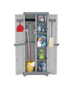 Armadio a due ante con divisorio verticale, 4 ripiani regolabili (portata 15kg), 4 vaschette e 2 appenditutto. PossibilitÓ di chiusura con lucchetto (non incluso). Dimensioni (lxpxh): 70x43,8cm - h181,8cm. Domino wave Þ un sistema modulare componibile con
