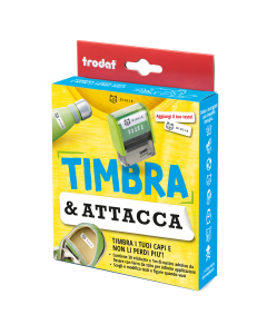 Timbra direttamente su tessuto, carta, cartone, etichette adesive e attaccale ovunque: scarpe, tupper ware, giocattoli, matite, etc. Comina il tuo testo con le simpatiche icone, altezza caratteri 4mm; fino a 14 caratteri per riga e max 3 righe.
Contenuto

